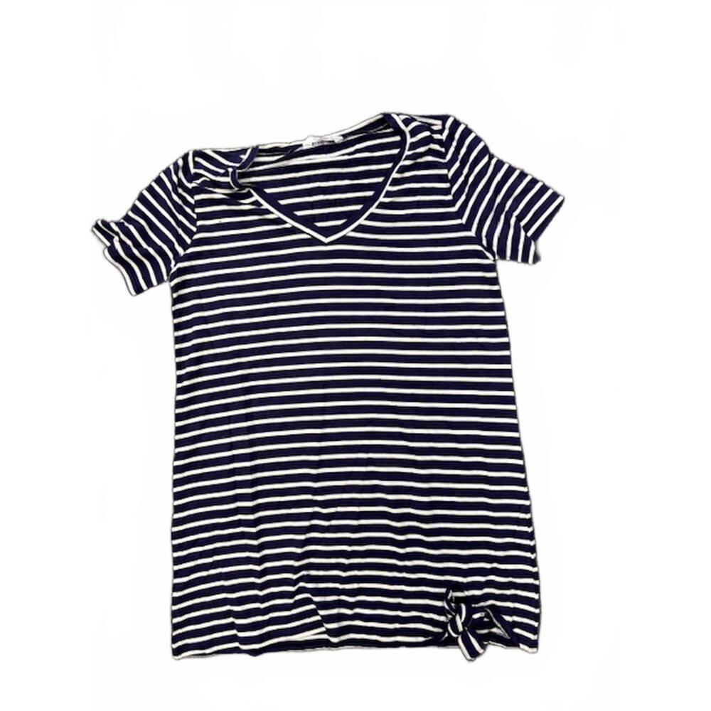 New BB Dakota Navy White Strip Tie Mini Dress Large